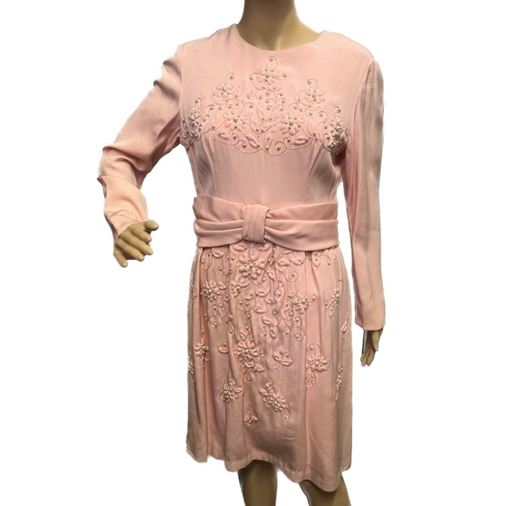 Oscar De La Renta Pink Pearl Dress, Vintage Dress, 50s Dress